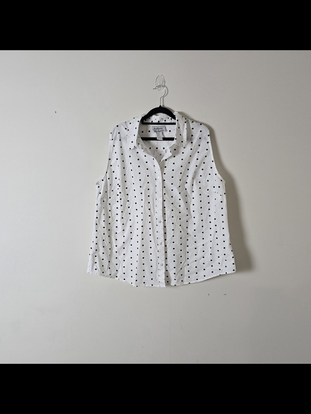 Anthony Richards White and Black Polka Dot Blouse 100% Cotton, Breathable, 18W